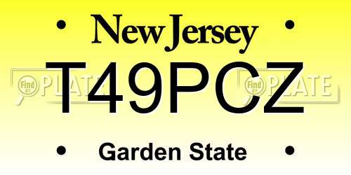 T49PCZ New Jersey License Plate