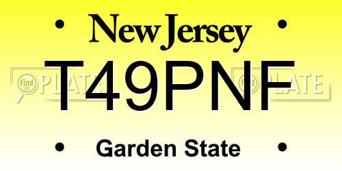 T49PNF New Jersey License Plate