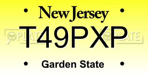 T49PXP New Jersey License Plate
