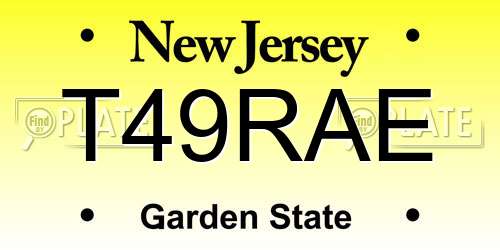 T49RAE New Jersey License Plate