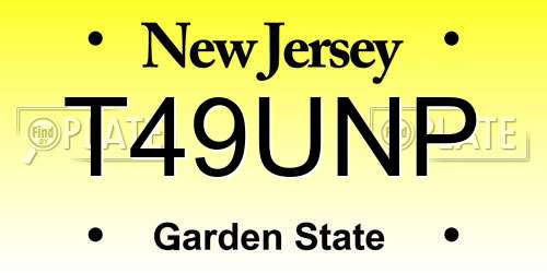 T49UNP New Jersey License Plate
