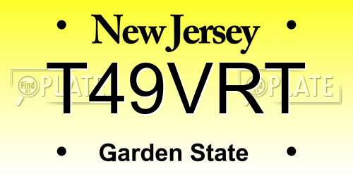 T49VRT New Jersey License Plate