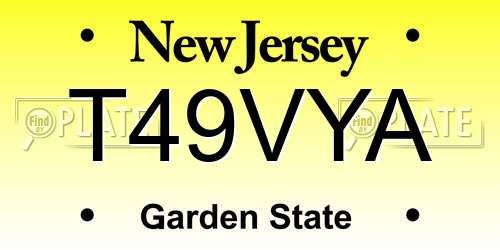 T49VYA New Jersey License Plate