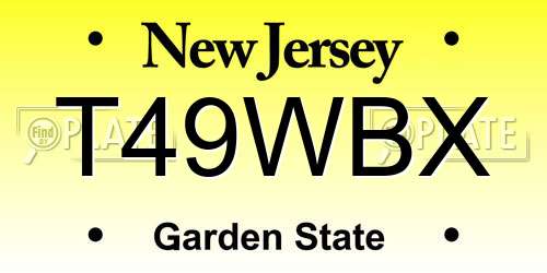 T49WBX New Jersey License Plate