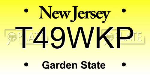 T49WKP New Jersey License Plate