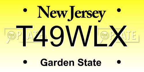 T49WLX New Jersey License Plate