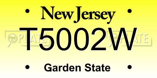T5002W New Jersey License Plate