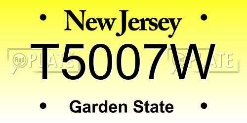 T5007W New Jersey License Plate