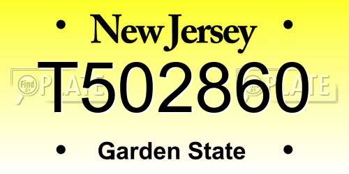 T502860 New Jersey License Plate