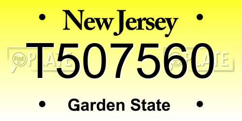 T507560 New Jersey License Plate