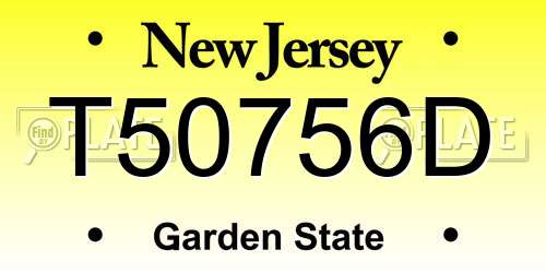 T50756D New Jersey License Plate