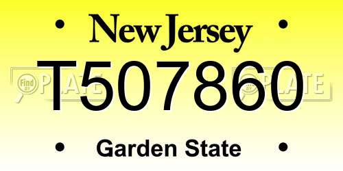 T507860 New Jersey License Plate