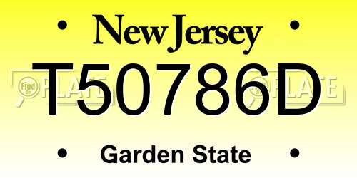 T50786D New Jersey License Plate