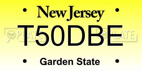 T50DBE New Jersey License Plate