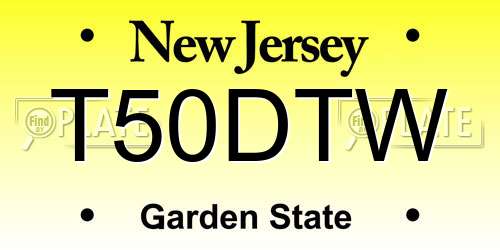 T50DTW New Jersey License Plate
