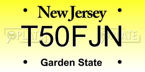 T50FJN New Jersey License Plate