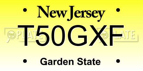T50GXF New Jersey License Plate