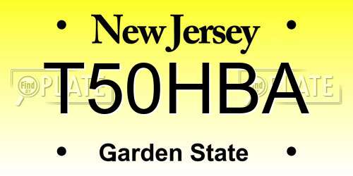 T50HBA New Jersey License Plate
