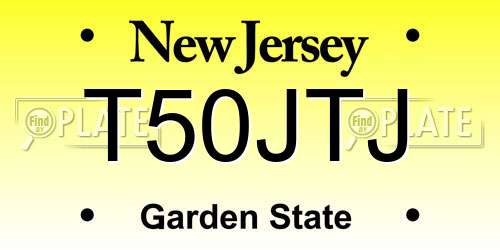 T50JTJ New Jersey License Plate