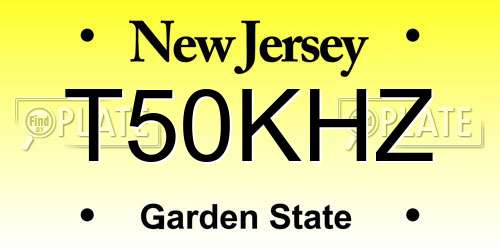 T50KHZ New Jersey License Plate