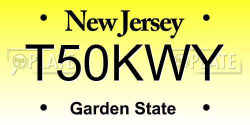 T50KWY New Jersey License Plate