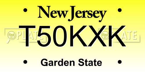 T50KXK New Jersey License Plate
