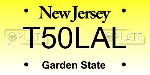 T50LAL New Jersey License Plate