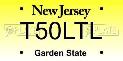 T50LTL New Jersey License Plate