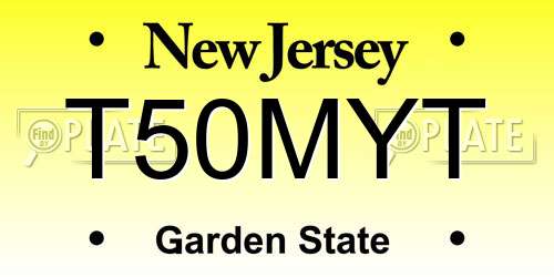 T50MYT New Jersey License Plate