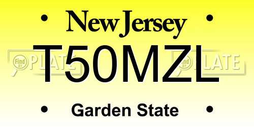 T50MZL New Jersey License Plate
