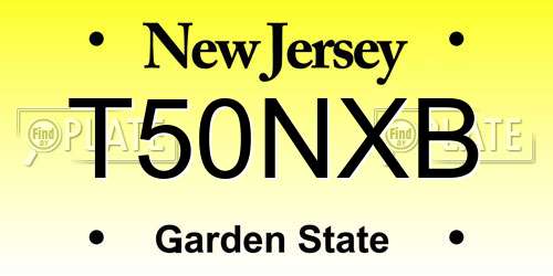 T50NXB New Jersey License Plate