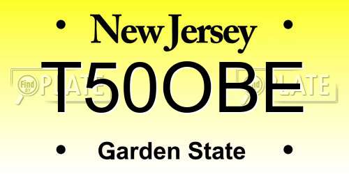 T50OBE New Jersey License Plate