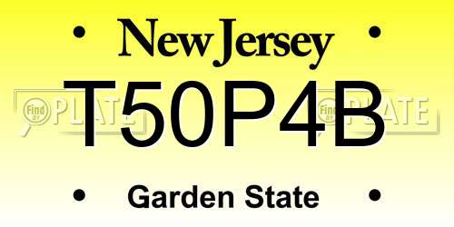 T50P4B New Jersey License Plate