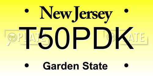 T50PDK New Jersey License Plate