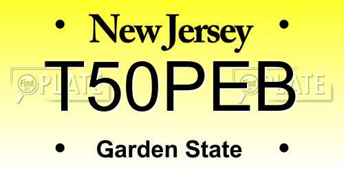 T50PEB New Jersey License Plate