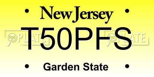 T50PFS New Jersey License Plate