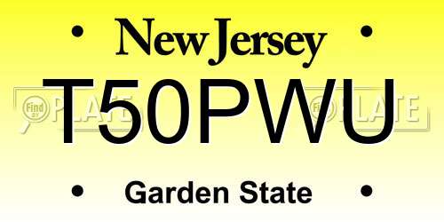 T50PWU New Jersey License Plate