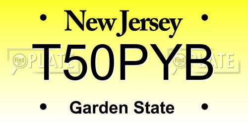 T50PYB New Jersey License Plate