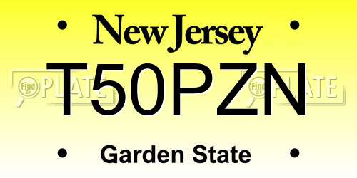 T50PZN New Jersey License Plate