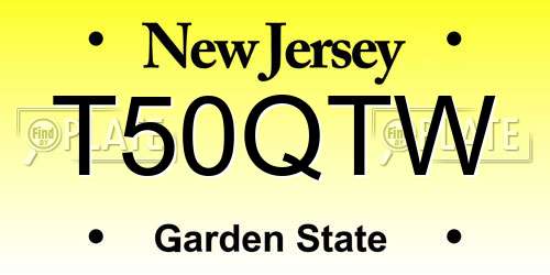 T50QTW New Jersey License Plate