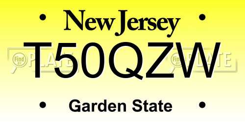 T50QZW New Jersey License Plate