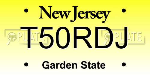 T50RDJ New Jersey License Plate