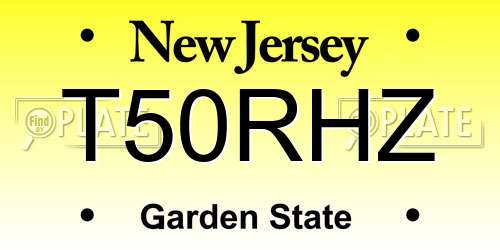 T50RHZ New Jersey License Plate