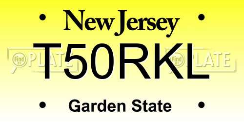 T50RKL New Jersey License Plate