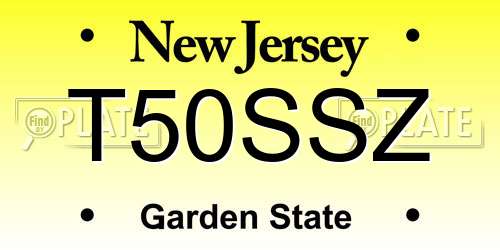 T50SSZ New Jersey License Plate
