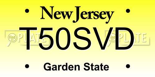 T50SVD New Jersey License Plate