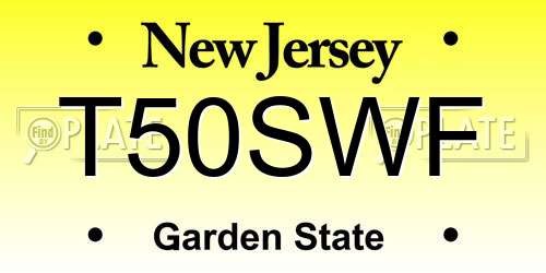T50SWF New Jersey License Plate
