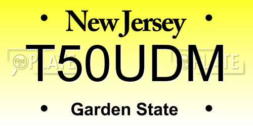 T50UDM New Jersey License Plate