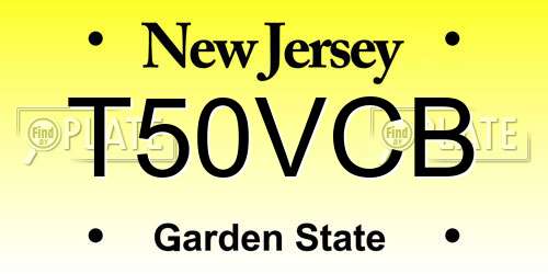 T50VCB New Jersey License Plate