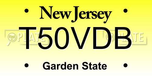 T50VDB New Jersey License Plate